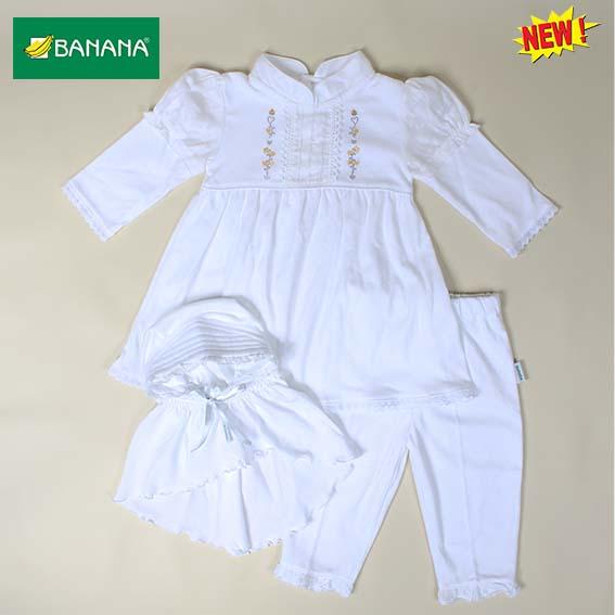 Gambar BANANA Setelan Baju Muslim Bayi Perempuan Brukat Putih + Jilbab Pita - S dari BANANA Official Store Kota Administrasi Jakarta Timur Tokopedia