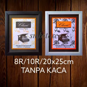 Bingkai foto 8R/10R (20x25cm) minimalis hitam putih tanpa kaca
