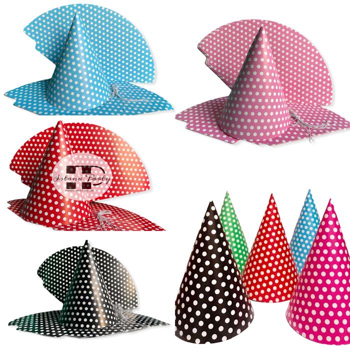 Gambar Topi ulang tahun / topi ulng tahun krucut polkadot dari Istanaparty Kota Administrasi Jakarta Barat Tokopedia