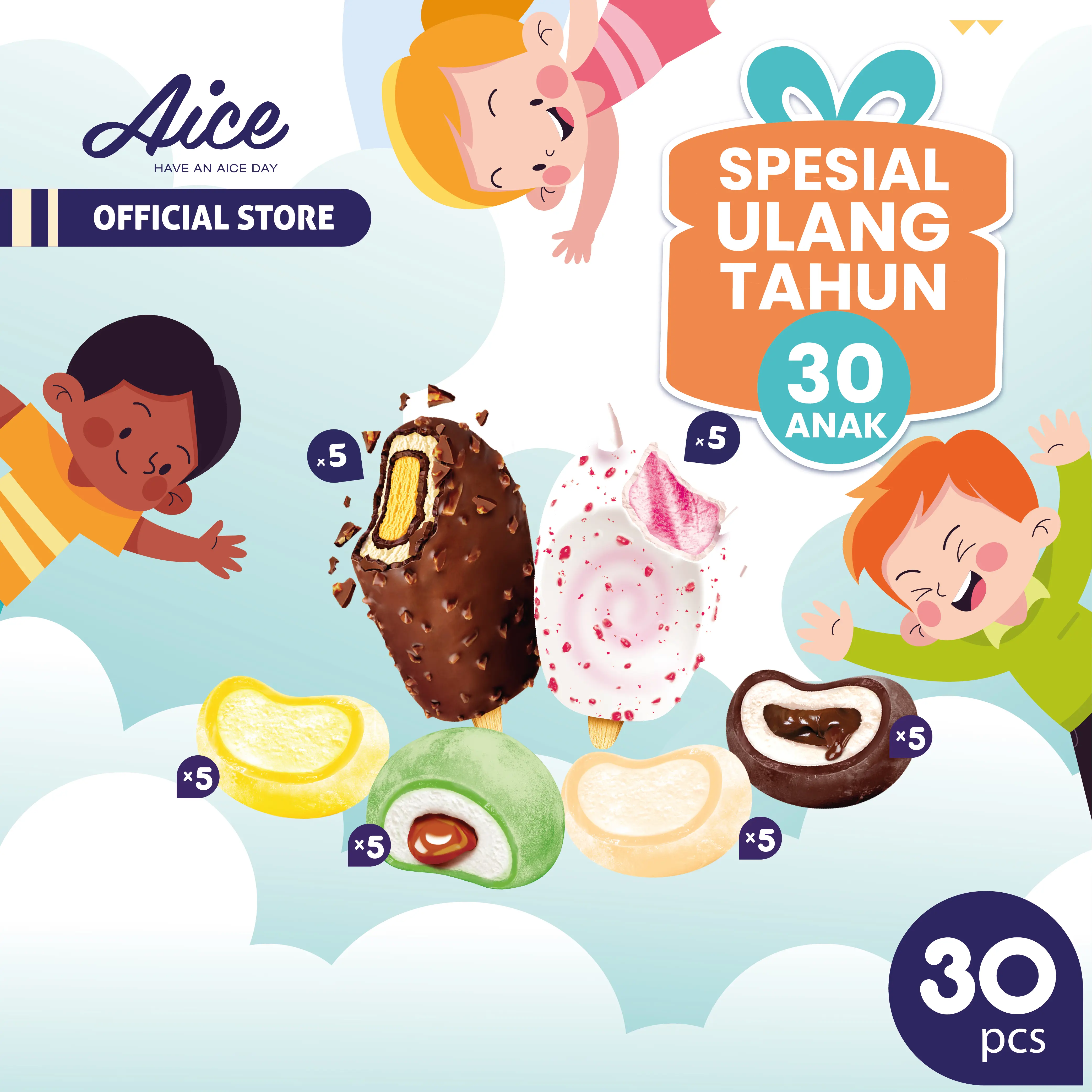 Aice Ice Cream Paket Special Ulang Tahun Es Krim Eskrim 30 pcs