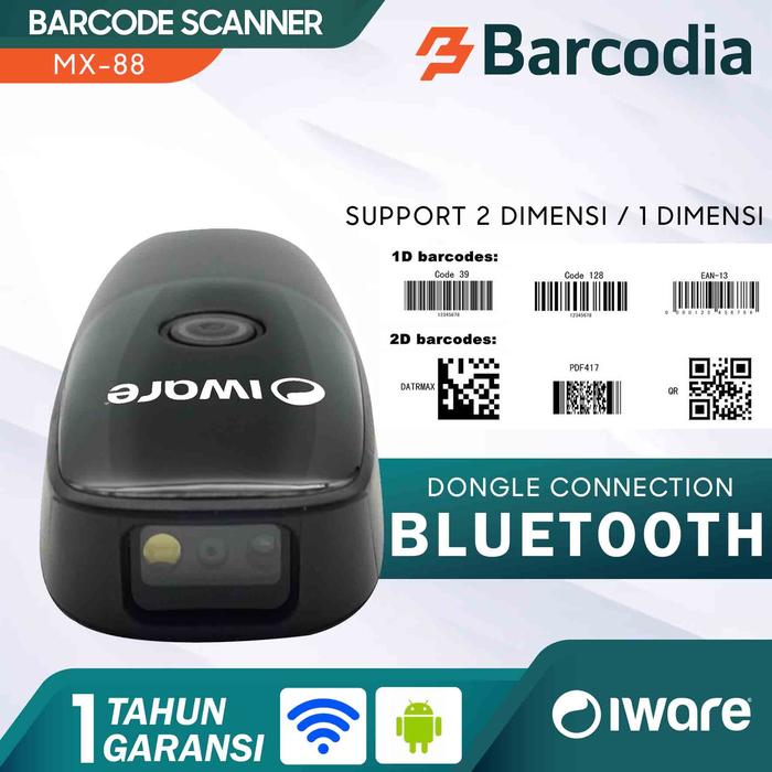 Gambar MINI BLUETOOTH BARCODE SCANNER PORTABLE WIRELESS 2.4G 1D&2D IWARE MX88 dari Barcodia Kota Administrasi Jakarta Pusat Tokopedia