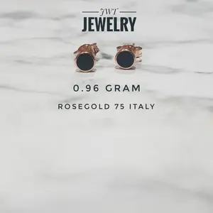 GIWANG ANTING EMAS FASHION TINDIK BLACK ROUND HITAM SIMPLE MANIS