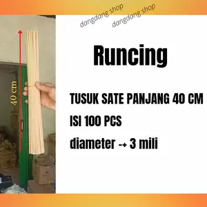 Tusuk sate panjang 40 cm diameter -+ 3 mili isi 100 pcs