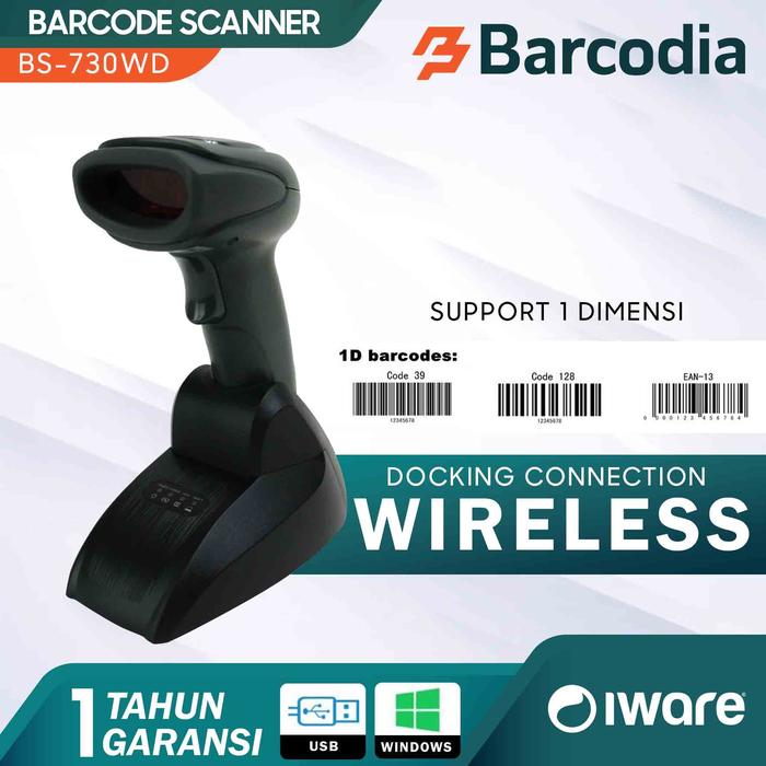 Gambar Barcode Scanner Wireless 1D Iware BS-730WD | BS 730WD - USB + Docking dari Barcodia Kota Administrasi Jakarta Pusat Tokopedia