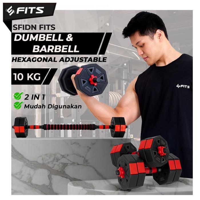 Gambar SFIDN FITS Hexagonal Adjustable Dumbell / Barbel 10kg dari SFIDN FITS Shop Kota Administrasi Jakarta Selatan Tokopedia