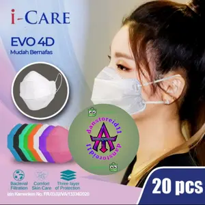 Masker 4D Kf94 EVO 3Ply KF 94 EVO PLUSMED+Convex warna cerah isi 20pcs