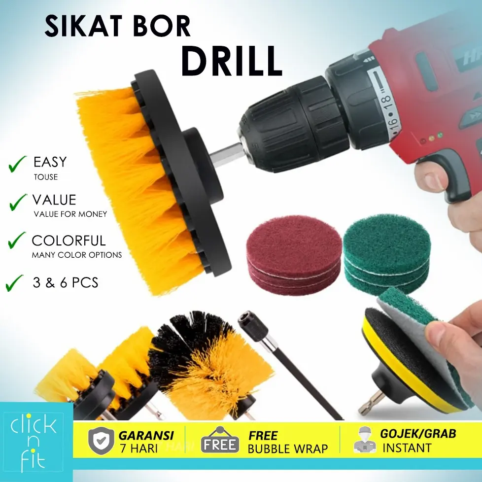 sikat bor listrik membersihkan