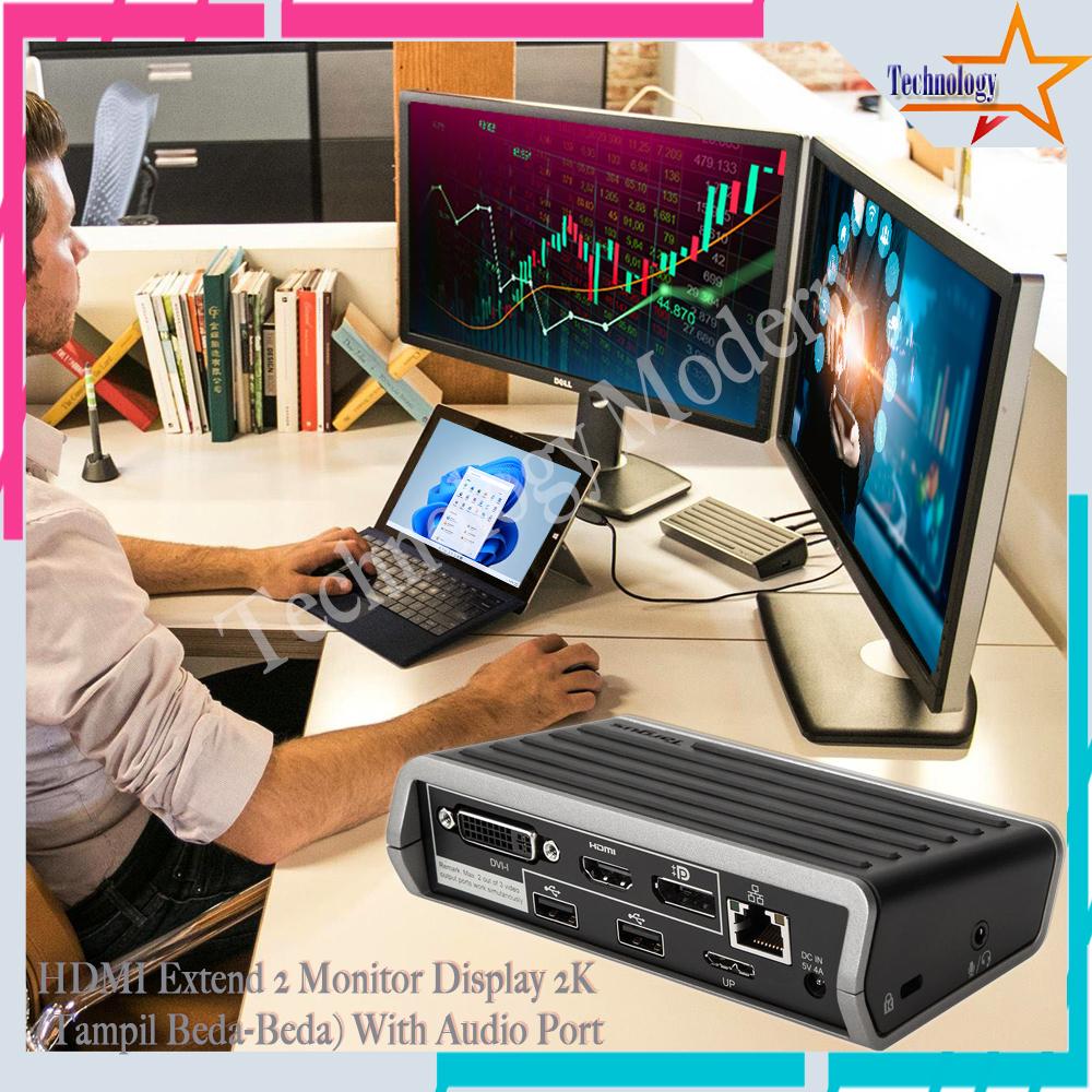 2K Multiple Monitor HDMI Extend Display Untuk 2 Monitor with LAN,Audio