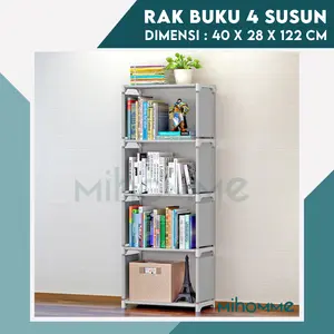 Rak Buku Serbaguna (Portable) 4 Susun 5 Tingkat GREY