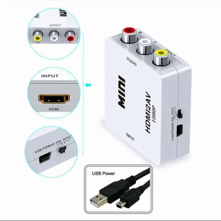 Hdmi to AV RCA Converter Adapter / Mini Box Hdmi 2AV 3