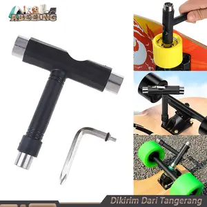 T Tools Skateboard Hitam Alat Perbaikan Kunci Pas Skateboard