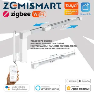 ZEMISMART Non Assembly Curtain+Motor+Remote 2m to 4m