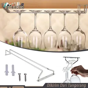 Gantungan Gelas Wine Dapur Mini Bar 1 Baris Rak Gelas Gantungan