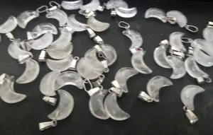 Pendant Clear Quartz Half Moon Natural 2 cm (Harga per pcs)