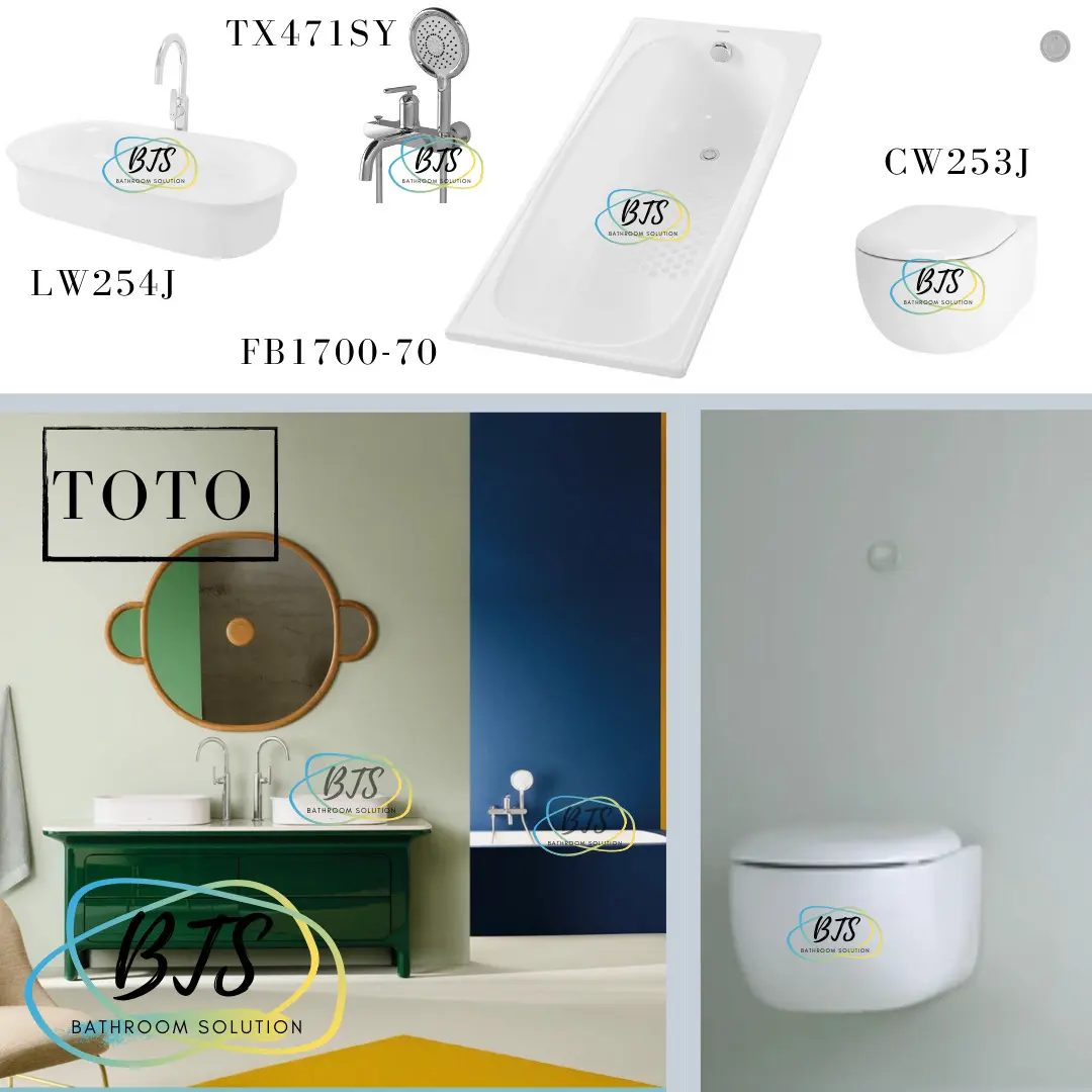 Paket komplit set premium TOTO wastafel + kloset + shower + bathtub