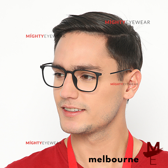 Gambar KACAMATA ANTIRADIASI PHOTOCROMIC BLUECHROMIC BLUERAY MELBOURNE hitam Pria dari MIGHTYEYEWEAR Kota Administrasi Jakarta Selatan Tokopedia