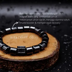 Gelang Kesehatan Batu Hematite Badar Besi Hitam Magnetik Asli
