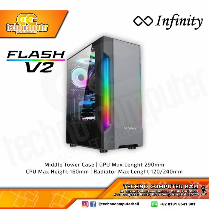 Gambar CASING INFINITY FLASH V2 Tempered Glass - ATX Case No Fan dari Techno Computer Bali Kota Denpasar Tokopedia