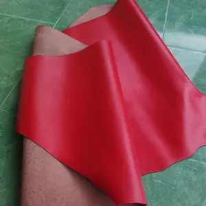 Kulit sapi Asli jenis Fullgrain / Pori warna Merah Cabai 10 ft