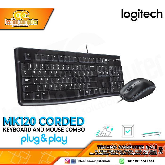 Gambar Keyboard & Mouse LOGITECH MK120 USB - USB dari Techno Computer Bali Kota Denpasar Tokopedia