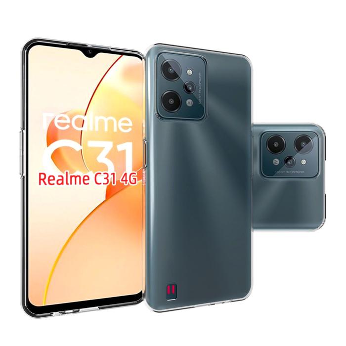 For Realme C31 Clear TPU Shockproof Case + Tempered Glass Screen Protector – Ultra Slim & Scratch Resistant