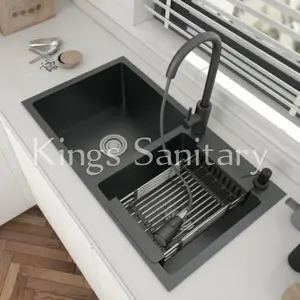 Paket kitchen sink stainless 8245 hitam paket kran tarik black