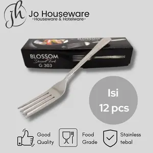 Garpu makan blossom stainless steel isi 12 pcs tebal anti karat 555