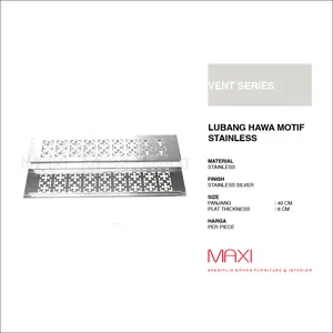 TWIN VKM - 80 x 300mm/400mm - Lubang Hawa/Ventilasi Motif Persegi - Anodize/Hairline