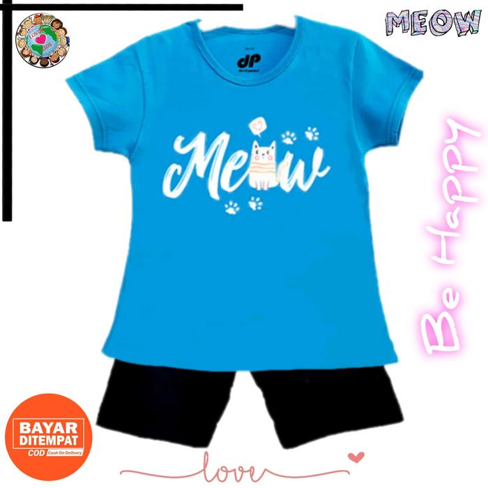 Gambar setelan baju anak / kaos anak perempuan motif kucing meow 1 - 10 tahun dari Loving Kids Kota Pekanbaru Tokopedia