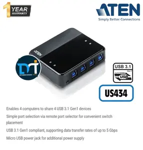 ATEN US434 - 4 x 4 USB 3.2 Gen1 Peripheral Sharing Switch