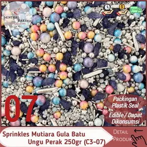 Sprinkel Mutiara Gula Batu Ungu Perak 250gr (C3-07) / Springkel Kue
