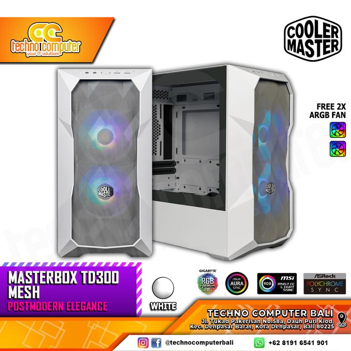 Gambar CASING COOLERMASTER MASTERBOX TD300 MESH - m-ATX Case Tempered Glass dari Techno Computer Bali Kota Denpasar Tokopedia