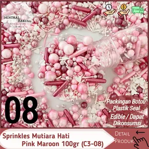 Sprinkel Mutiara Hati Pink Maroon 100gr (C3-08) / Springkel Sprinkle