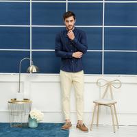 Gambar ALMANO Cassius Long Sleeve Modern Fit Shirt Navy - Putih, S dari Almano Kota Medan 3 Tokopedia