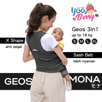 Gambar YooBerry Geos 3in1 Mona Gendongan Bayi Depan Samping ANT003 - Black, S dari Berry Baby Kota Bandung 4 Tokopedia