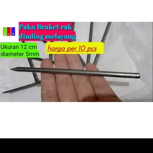 paku braket rak dinding ukuran 12 cm 1 set isi 10 pcs