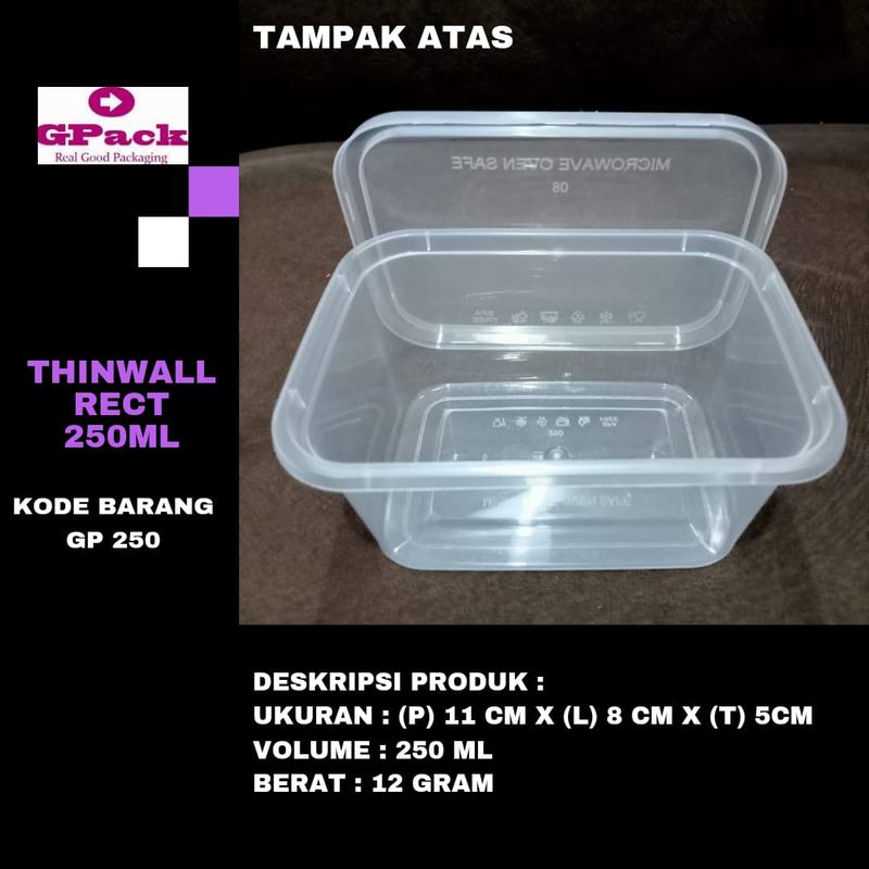 THINWALL RECT 250 ML/ PERSEGI PANJANG 250 ML/ FOOD CONTAINER GP-250 ...