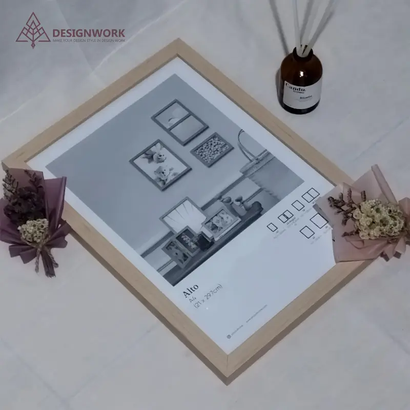 A4 (21x30cm) Pigura Frame Ijazah Sertifikat Bingkai Foto - Natural Kaca 2