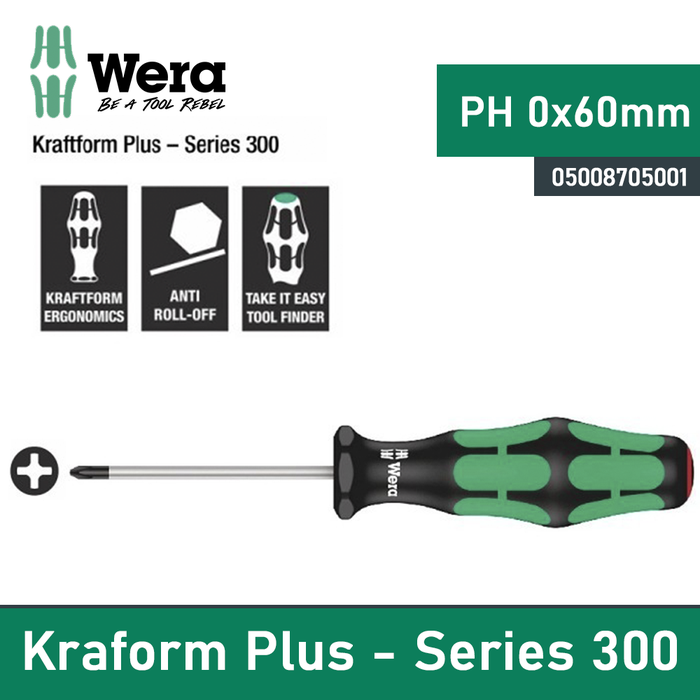 Gambar Obeng Plus PH 0 x 60 mm Wera 05008705001 S/Driver for Phillips Screws dari warungtools Kota Administrasi Jakarta Utara Tokopedia