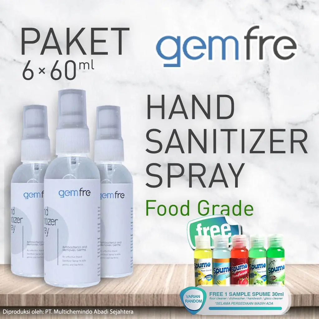 Hand Sanitizer Antiseptic Gemfre 60ml (Bundle 6pcs)