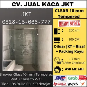 Paket Kamar Mandi Kaca Tempered 10 mm Tipe Datar pintu