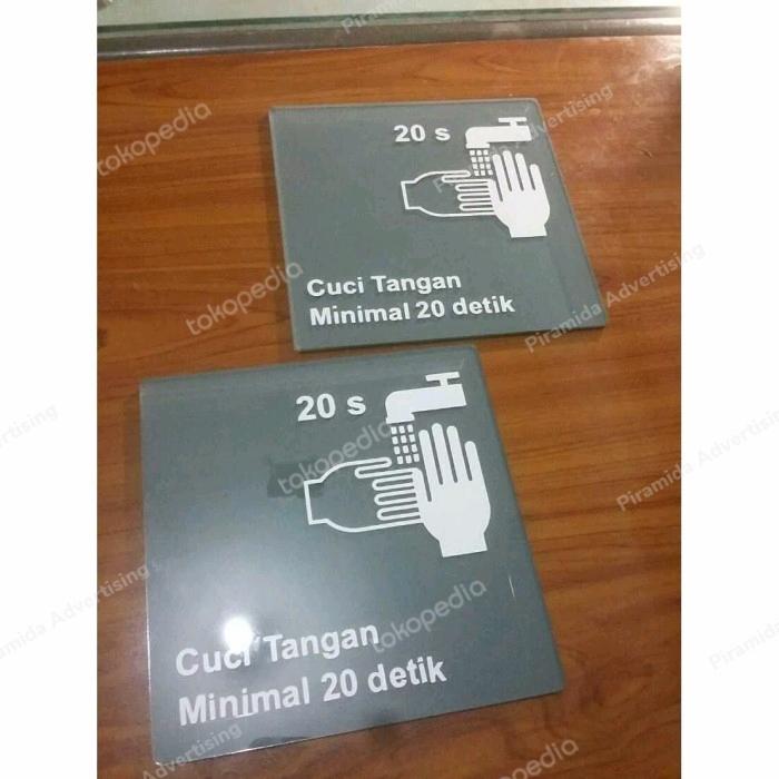 Gambar akrilik sign tanda cuci tangan sanitizer masker wedding 30cm dari Piramida Sign Kota Surabaya Tokopedia