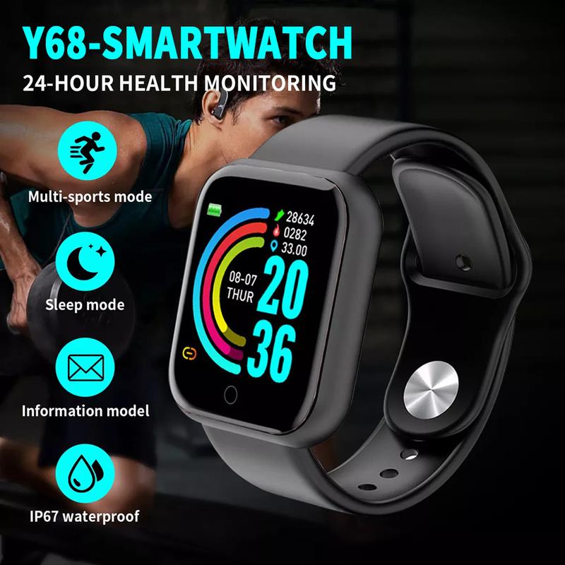 Smart Watch Bluetooth Jam Tangan Pria Wanita Digital Waterproof Y68 black