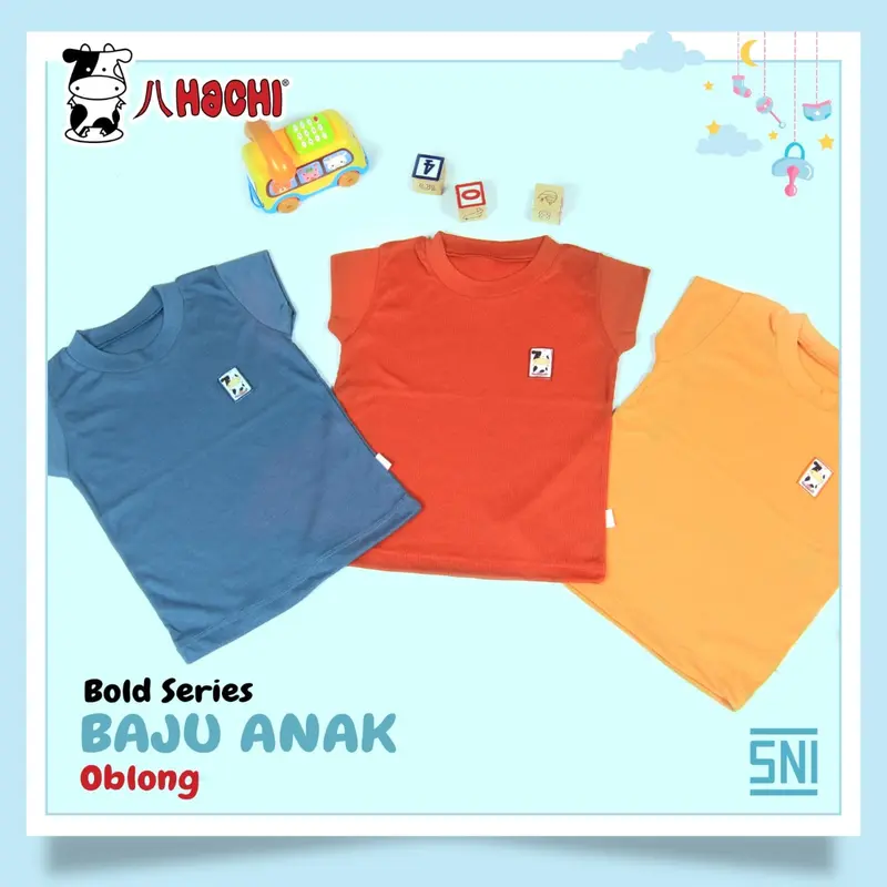 HACHI Kaos Oblong Warna Bayi Anak isi 3 Baju Singlet Pakaian Ukuran 30 2