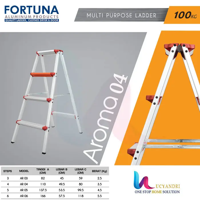 TANGGA LIPAT ALUMINIUM PREMIUM AROMA AR 04 MURAH TEBAL KOKOH BAGUS