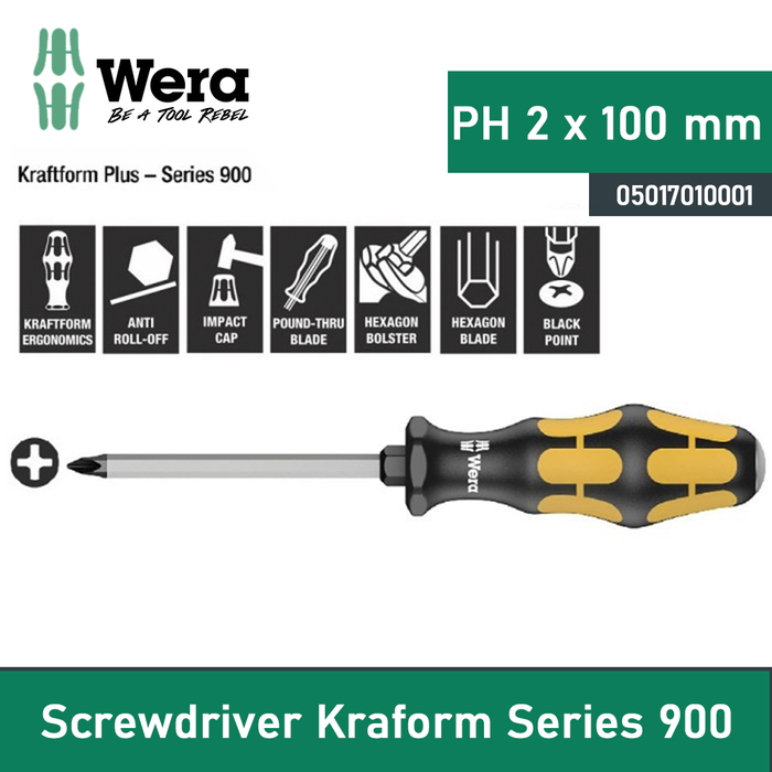 Gambar Obeng Ketok Plus PH 2 x 100 mm Wera 05017010001 SPH Phillips Screws dari warungtools Kota Administrasi Jakarta Utara Tokopedia