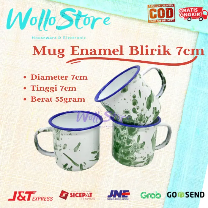 Mug Enamel 7cm Motif Blirik ( Loreng) / Cangkir Jadul Brulik 7cm 2