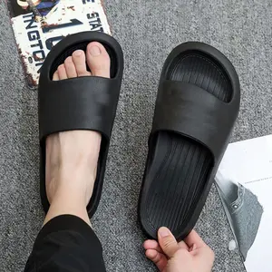 Sandal Pria Slip On Polos Sendal Ringan Anti Slip Black Shoes Karet