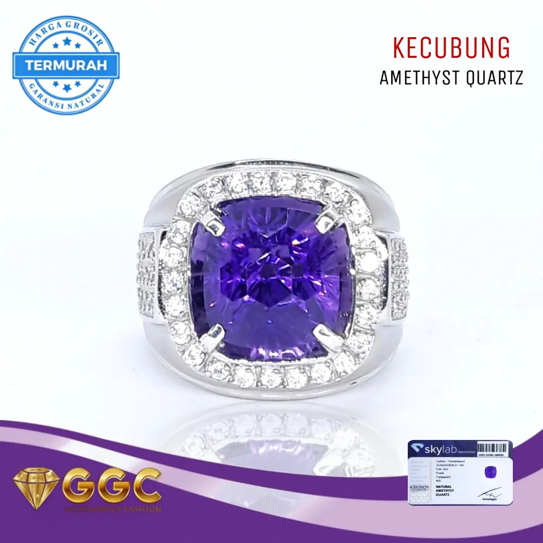 Cincin Batu Permata Kecubung Amethyst Quartz