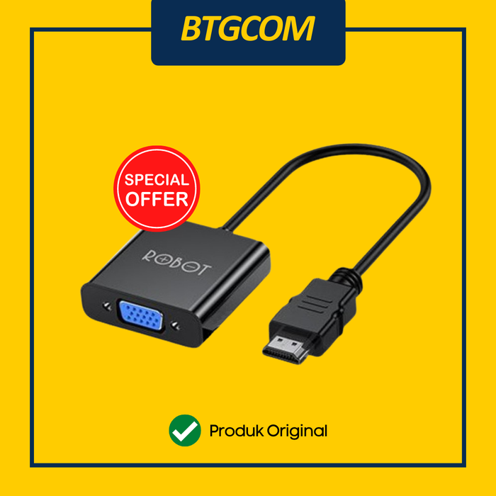 Gambar ROBOT RHV10 HDMI TO VGA CONVERTER ADAPTER dari btgcom Kota Denpasar Tokopedia